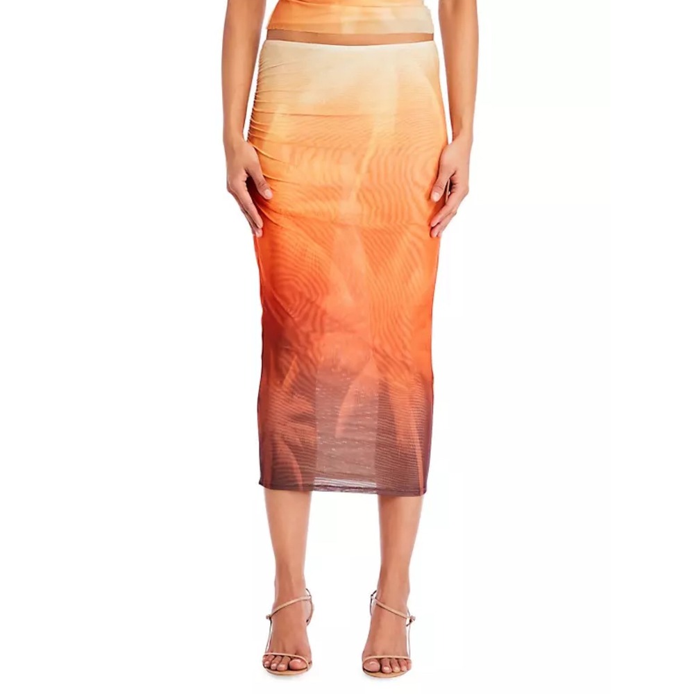 New! SER.O.YA NIA MESH MIDI Skirt in Sunset Palm sz Small $248